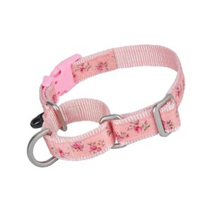 Floral Pink Martingale Collar for Female Dogs with Quick Release Snap