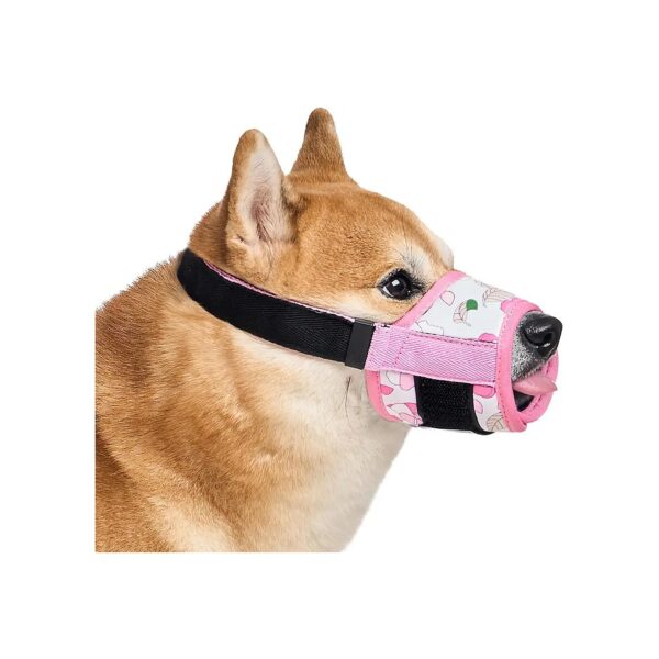 Floral Printed Soft Nylon Dog Muzzle Pet Mask Pink Medium Large Small Breeds