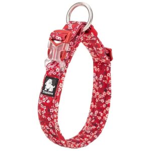 Floral Red Pet Collar with Quick Release Buckle and Adjustable Strap for Easy Styling