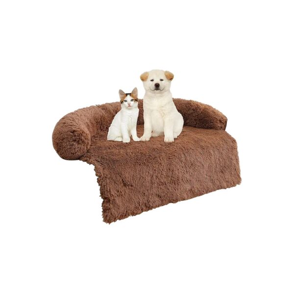 Fluffy Non-Slip Dog Bed with Hidden Zipper and Soft Neck Bolster for Medium Dogs