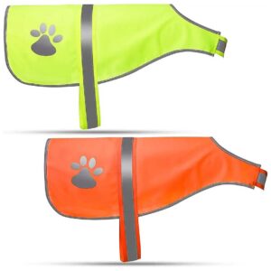 Fluorescent Yellow Orange Striped Reflective Dog Vest for Pet Dog High Visibility Apparel