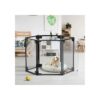 Foldable Clear Dog Playpen Black 6 Panel for Indoor Pet Playpens