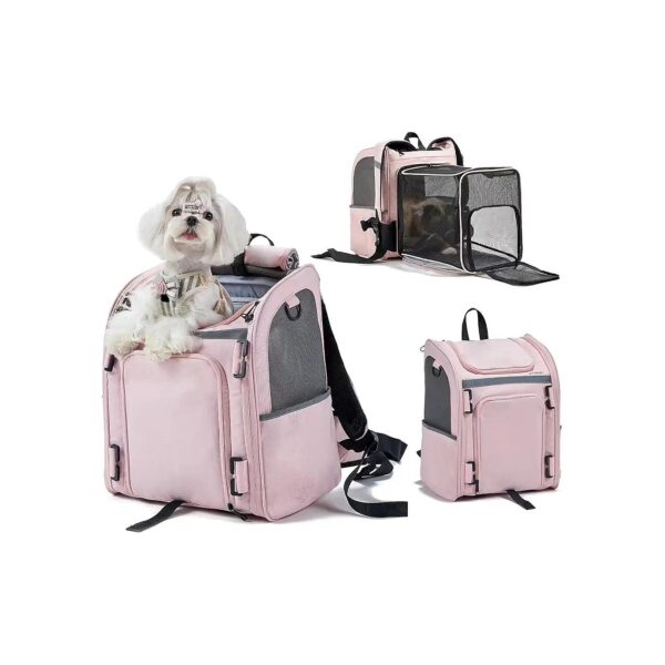 Foldable Detachable Pet Carrier Backpack with Safety Leash for Cats Small Medium Puppies