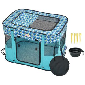 Foldable Dog Playpen with Premium 600D Oxford Cloth and Storage Pockets