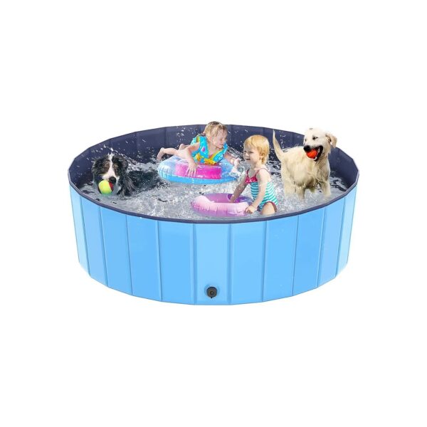 Foldable Dog and Cat Swimming Pool, Wading Pool for Indoor Outdoor Use, No Slip Bottom