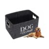 Foldable Gray Dog Toy Storage Basket with Metal Handles for Storage Convenience