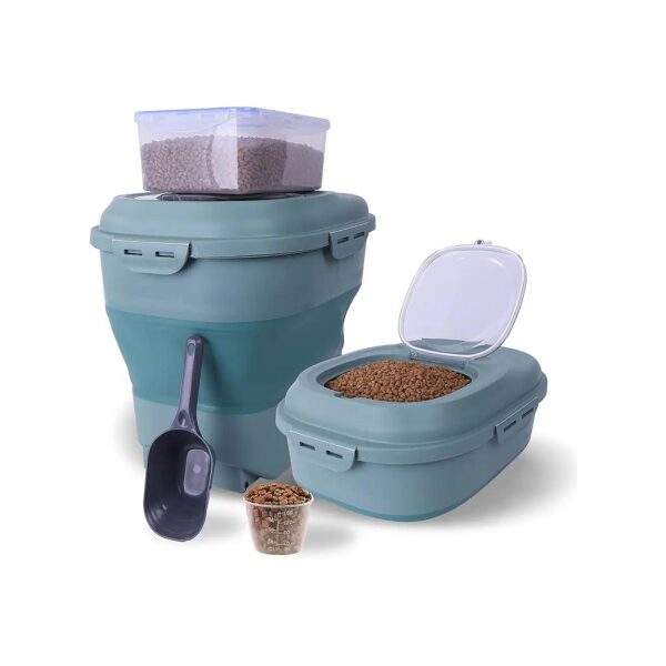 Foldable Pet Food Container 30L Capacity with 5L Food Storage for Dog Cat and Bird Food