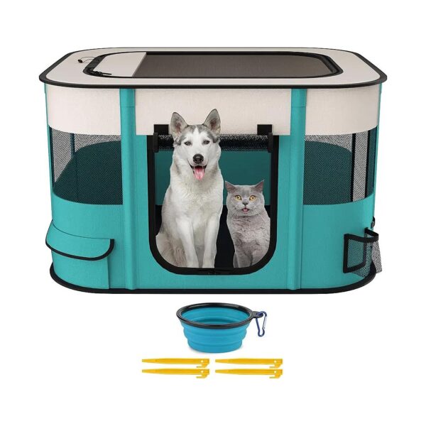 Foldable Pet Playpen for Small Large Animals with Carrying Case and Storage