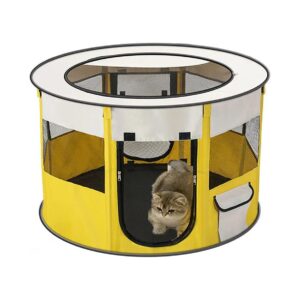 Foldable Portable Pet Playpen Kennel with Mesh Window and Storage Bag for Dogs and Cats