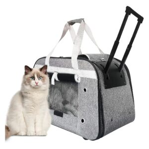 Foldable and Compact Cat and Dog Carrier with Wheels for Easy Storage and Travel