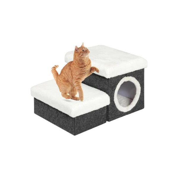 Foldable and Portable Cat House Pet Stairs with Storage Toy Box for Small Pets