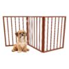 Folding Dog Gate for Stairs, Doorways, or House with Wooden Slats