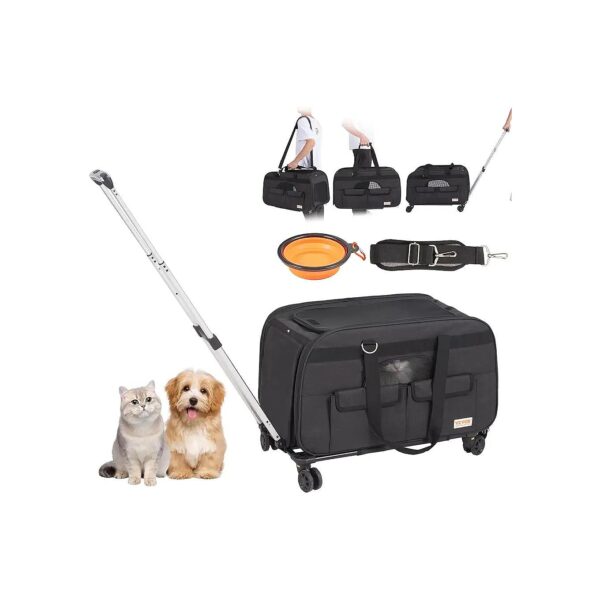 Folding Dog Travel Carrier with Detachable Trolley and Upgraded Wheels