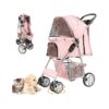 Folding Pet Stroller with Storage and Cup Holder for Small Dogs and Cats Adventure