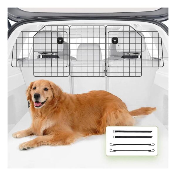 Folding SUV Dog Barrier, 2-Way Adjustable Strap System for Superior Stability