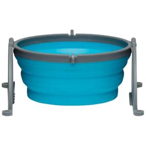 Folding and Collapsible Dog Bowl with Silicone Construction and Locking Lids for Travel