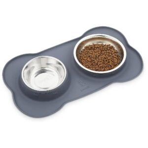 Food-Grade Pet Bowls Set with Non-Skid Silicone Tray for Cats, Kittens, and Small Puppies