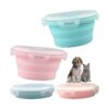 Food Grade Silicone Collapsible Dog Bowls with Lids, Pink and Blue, 12x12x3cm