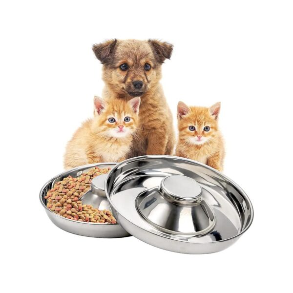 Food Grade Stainless Steel Slow Feeder Bowls for Small to Large Dogs, Cats, and Pets