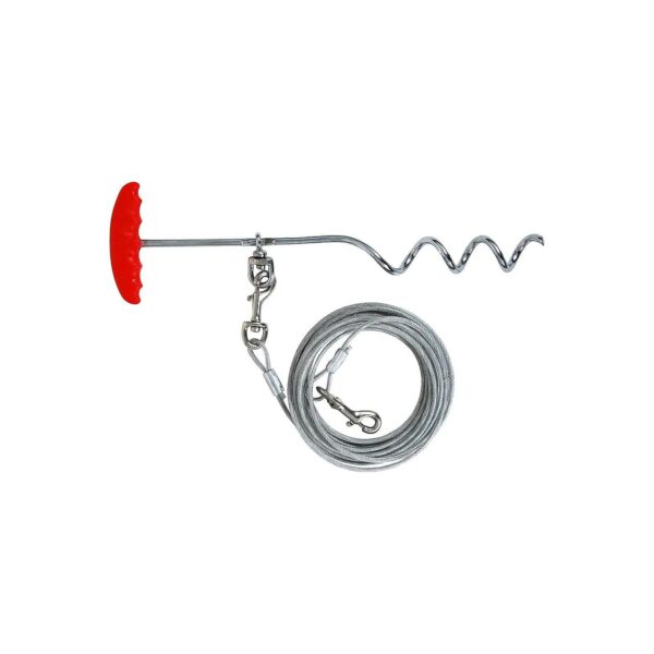 Foot Tieout Cable and Flat Top Stake for Easy Pet Anchoring and Movement