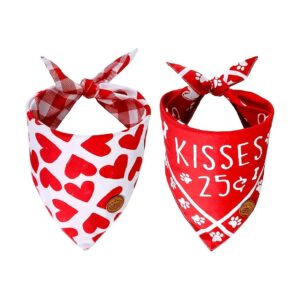 For Small Dogs Valentines Day Dog Bandanas Adjustable Triangle Scarves 2 Pack