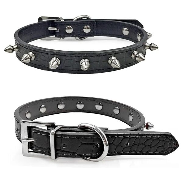 For Small and Medium Dogs & Cats PU Leather Spike Collar