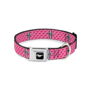 Ford Mustang Dog Collar Seatbelt Buckle with Pink Logo Text Repeat