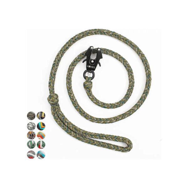 Forest Camouflage Paracord Dog Leash with Balancing Frog Clip for Safety and Style