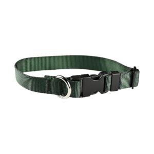 Forest Green Nylon Dog Collar with Adjustable Length and Comfortable Fit