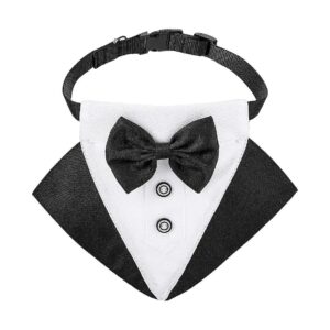 Formal Pet Adjustable Neckerchief with Bow Tie and Neck Tie Design for Dogs and Cats