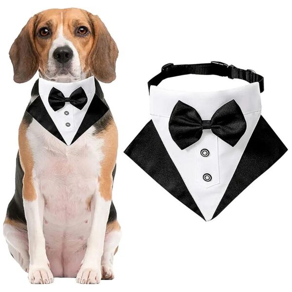 Formal Silk Bow Tie Dog Wedding Tuxedo Collar Adjustable for Medium Large Dogs and Cats