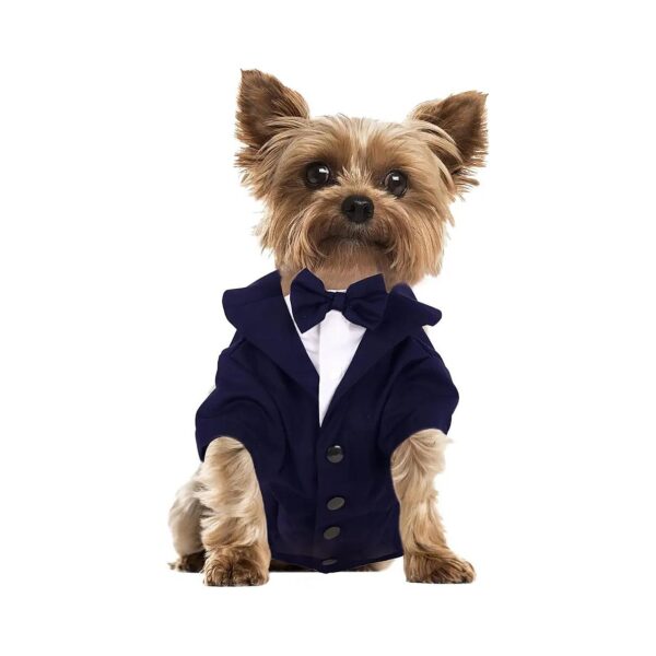 Formal Small Medium Dog Tuxedo Suit with Bow Tie Design for Photo Shooting Wedding Party