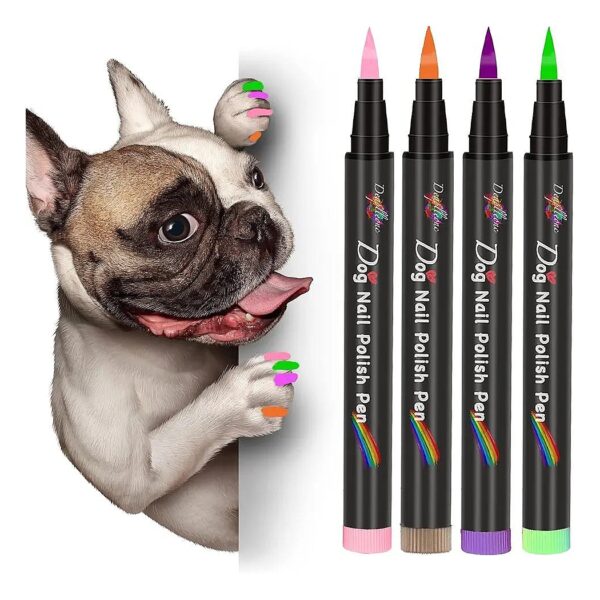 Four Color Dog Nail Polish Pen for Temporary, Easy Nail Polish Designs