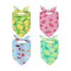 Four Dog Cooling Bandanas with Fruit Patterns for Small to Large Breeds in Hot Summer