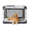 Four-Door Collapsible Pet Crate with Durable Polyester Fabric for Large Breed Dogs