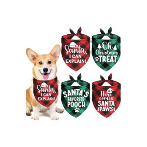 Four Pack Christmas Dog Bandanas for Small to Large Dogs in Multi Sizes