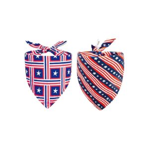 Fourth of July Dog Bandanas, Unisex, 2-Pack, Summer Dog Accessories, Adjustable Sizing