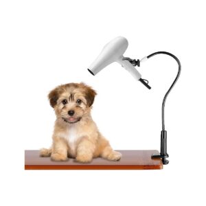 Free Hair Dryer Stand for Pet Grooming Table with Adjustable Flexible Third Arm and Clamp