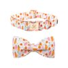 Free Orange Pumpkin Dog Collar with Adjustable Elastic Bow Tie for Small Dogs