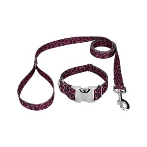 Free Pink Leopard Pet Collars and Leashes with Adjustable Size, Made in USA