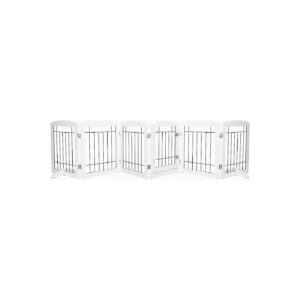 Freestanding Pet Safety Gate with 6 Panels for Dogs House and Doorway