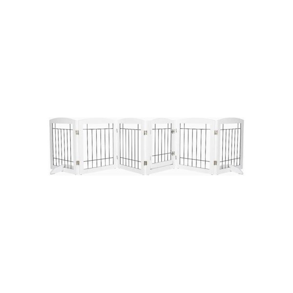 Freestanding Pet Safety Gate with 6 Panels for Dogs House and Doorway