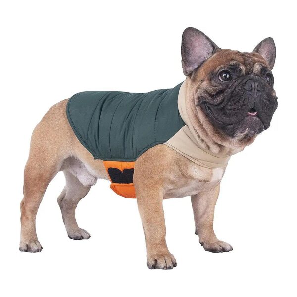 French Bulldog Winter Coats Green Padded Vests for Dogs