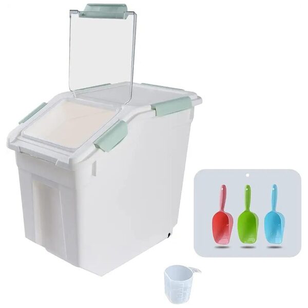 Friendly Dog Food Storage Container with Green Color and Food Grade Materials