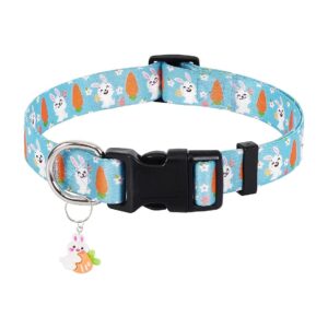 Friendly Easter Dog Collar with Carrot and Rabbit Pendant for Small Medium Large Dogs