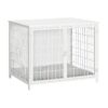 Friendly End Table and Dog Crate Combo, White, 5"L