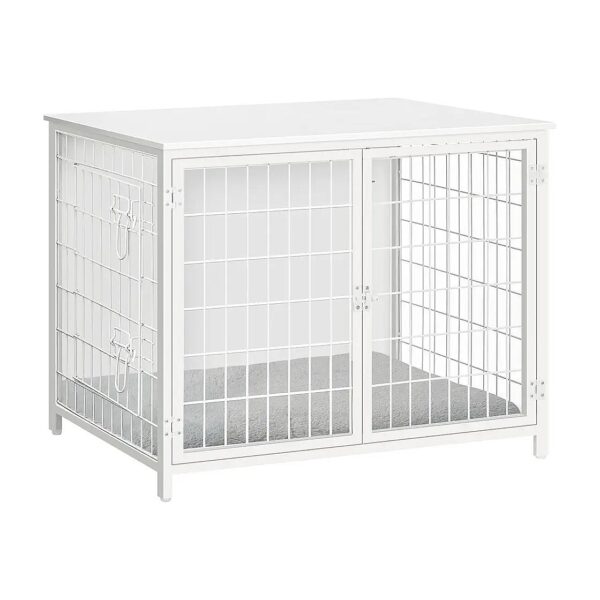 Friendly End Table and Dog Crate Combo, White, 5"L