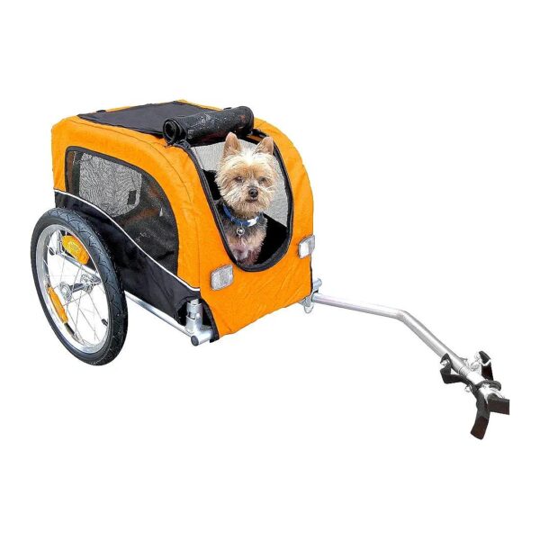 Friendly Orange Pet Bike Trailer for Small Dogs, 20-Pound Capacity, and Reflectors