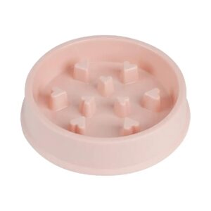 Friendly Pink Heart-Shaped Stop-Gobbling Pet Bowl with Non Slip Bottom for Cats and Dogs