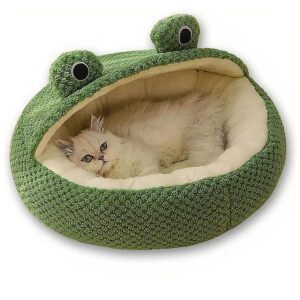 Frog Design Pet Bed for Small Dogs and Cats with Hooded Blanket